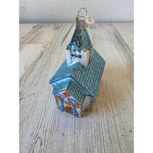 OWC old world romantic church chapel glass glitter ornament‎ Xmas tree